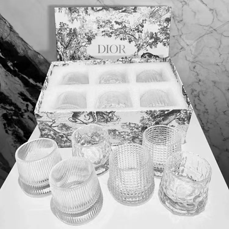 Dior set of six transparent water glasses